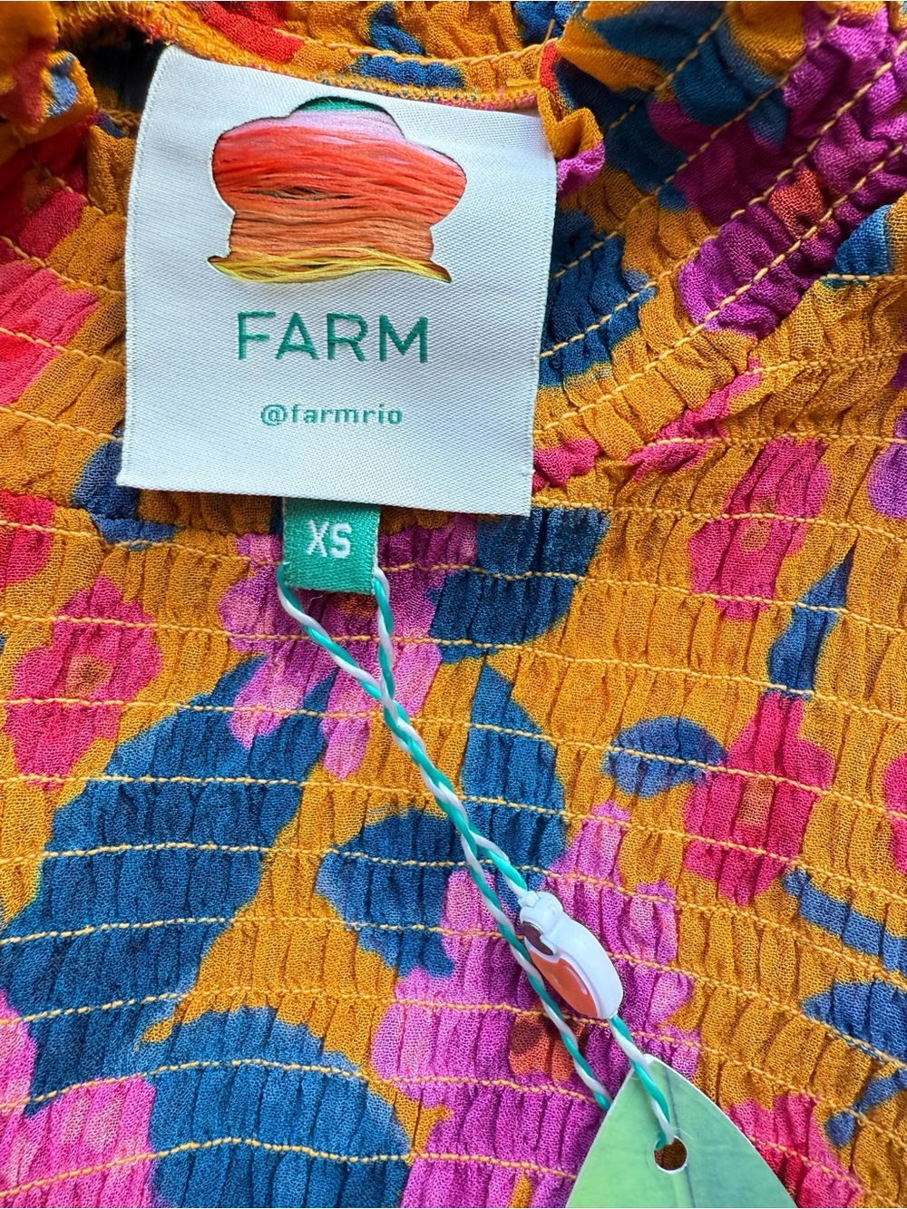 FARM Rio Floral Ruffle Blouse Long Sleeve Mock Neck Size XS - Picture 6 of 12